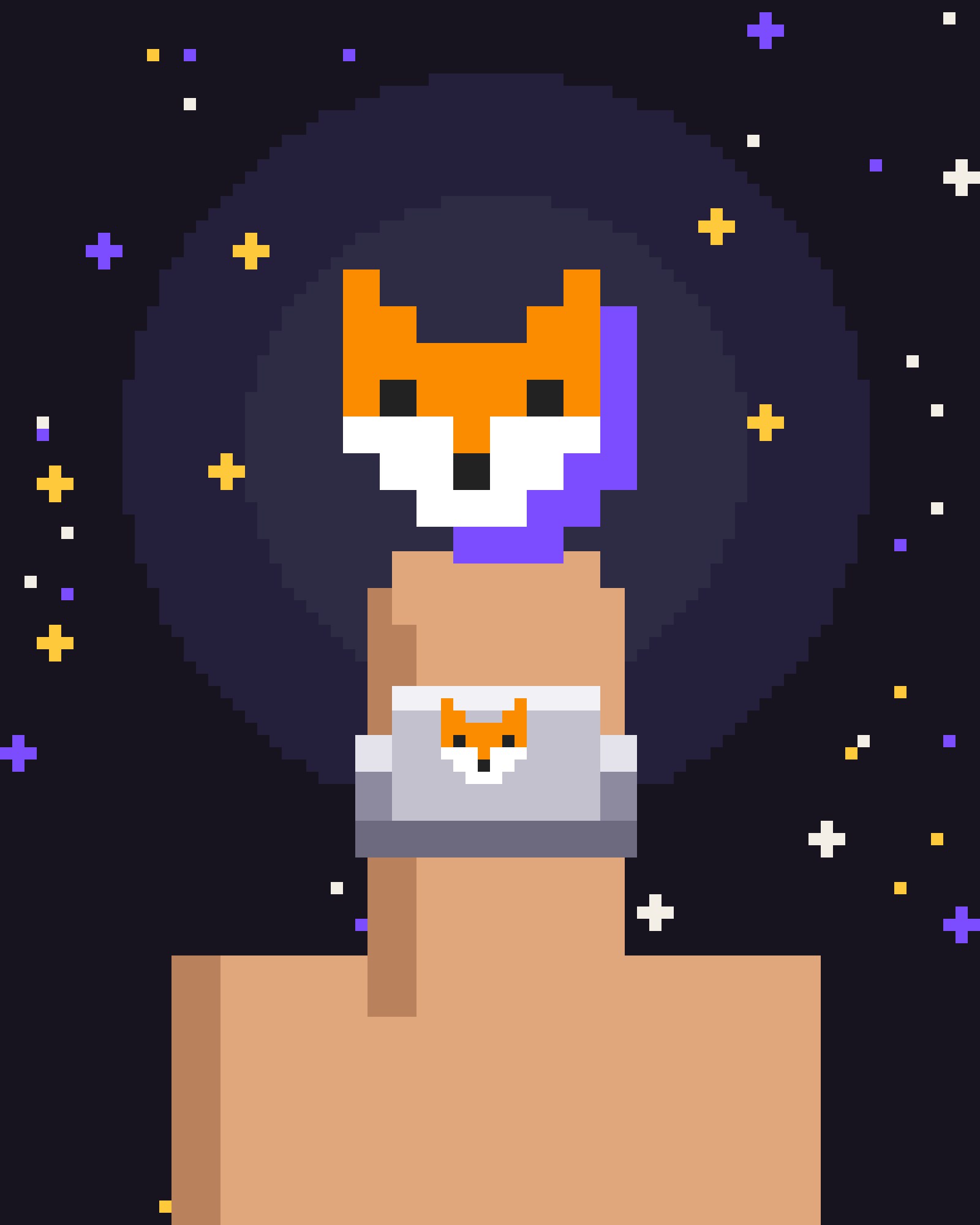 Mão usando o anel Sinete com a raposa em pixel art
